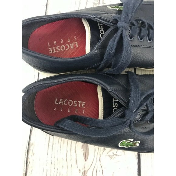 Lacoste Haneda Blue Leather Athletic Casual Shoes - Picture 9 of 11